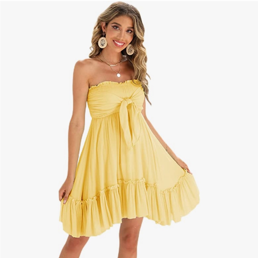 Strapless Tie-Front Sundress